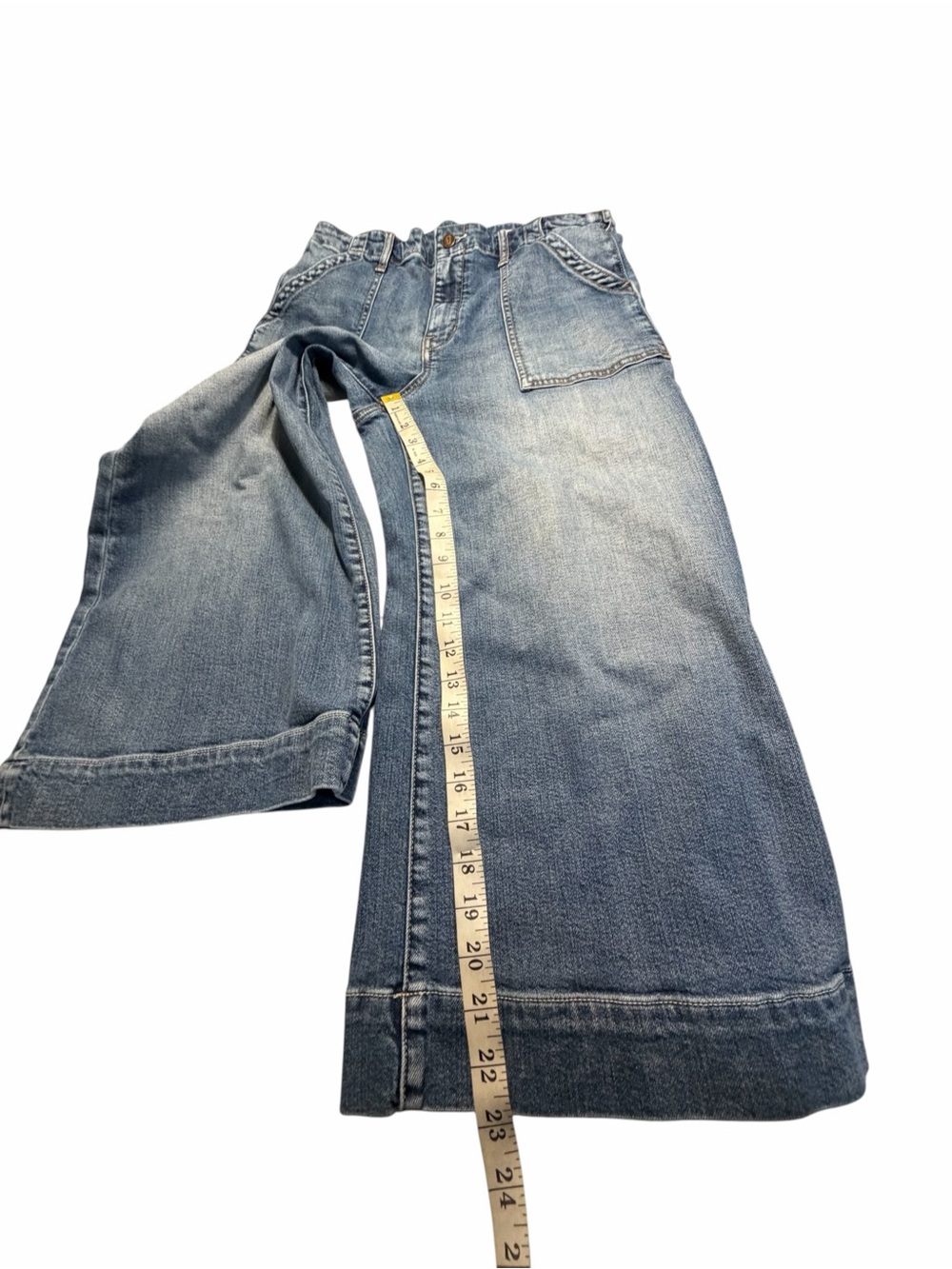 Pilcro and the Letterpress Utility Patch Pocket Wide-Leg Crop Jeans Sz 31 - Picture 10 of 13